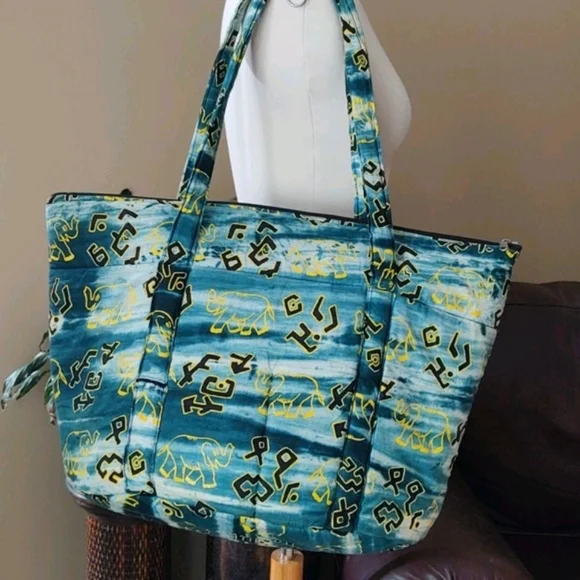 🟩Handmade Artisan African Quilted Elephant Tote - Picture 3 of 12